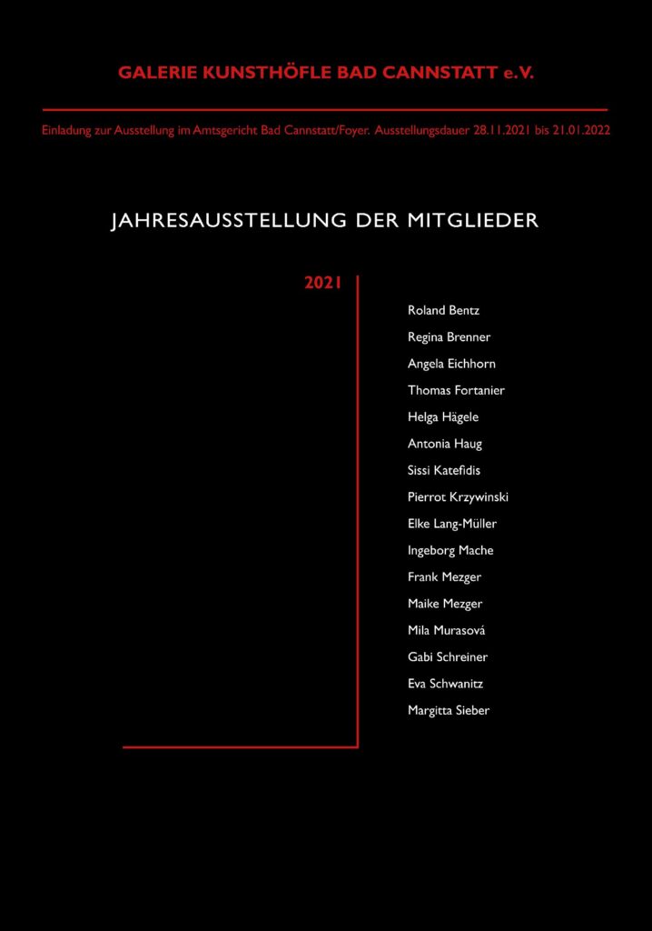 Jahresausstellung 2021 der Mitglieder Galerie Kunsthöfle Bad Cannstatt e. V.